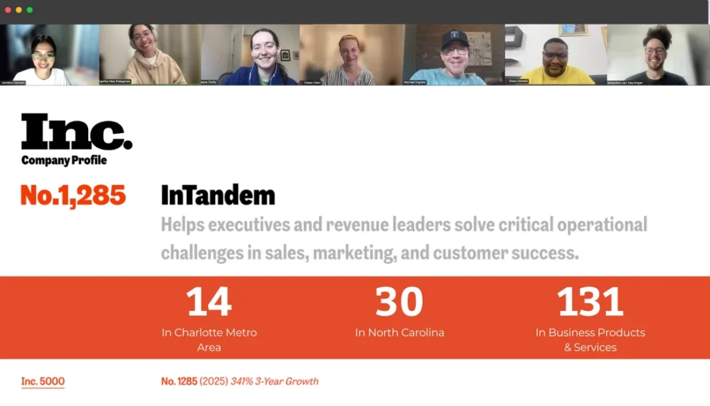 A photo with the InTandem team celebrating the Inc5000