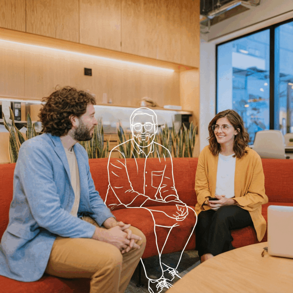 Photo of a RevOps consultant and a client in an office