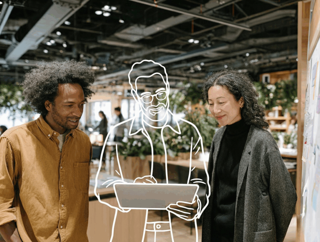 Photo of a RevOps consultant and a client in an office