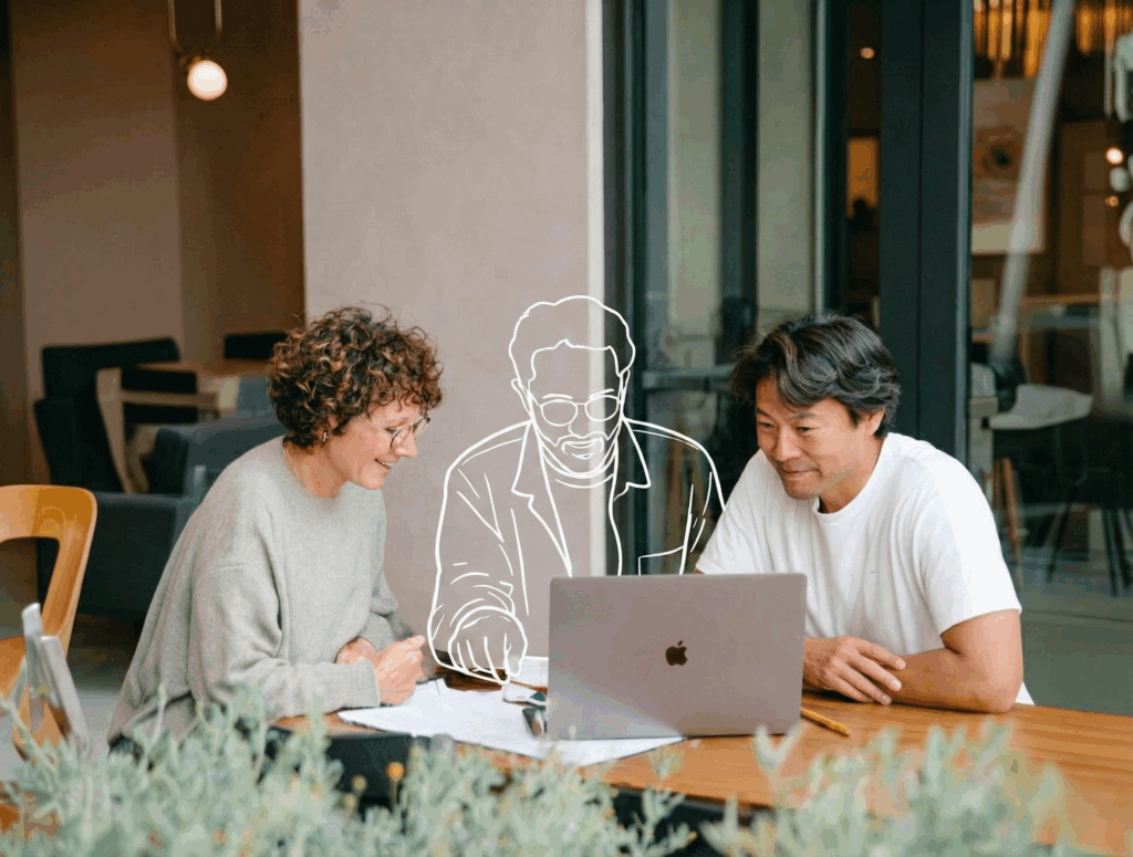 Photo of a RevOps consultant and a client in an office